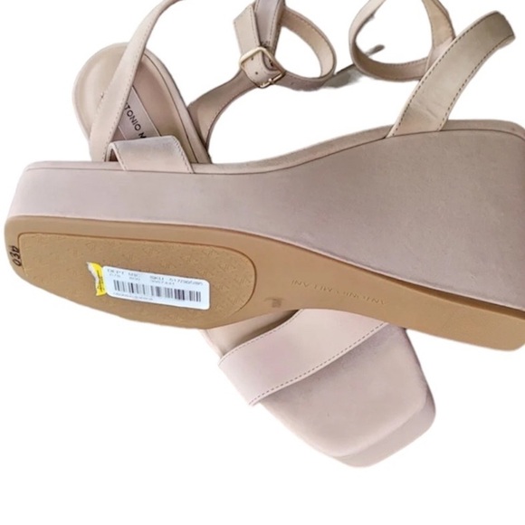 ✅Antonio Melani Nude Leather Strappy Wedge Platform Women Sandals Shoe - Picture 7 of 8